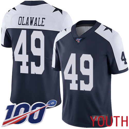 Youth Dallas Cowboys Limited Navy Blue Jamize Olawale Alternate #49 100th Season Vapor Untouchable Throwback NFL Jersey